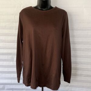 Dressbarn Women's Brown Long Sleeve T-Shirt Size 14/16 Casual Pullover Top